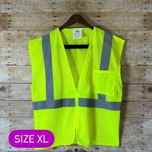 Condor High Visibility Safety Vest Neon Yellow Reflective Mesh Zipper XL 53YL18A